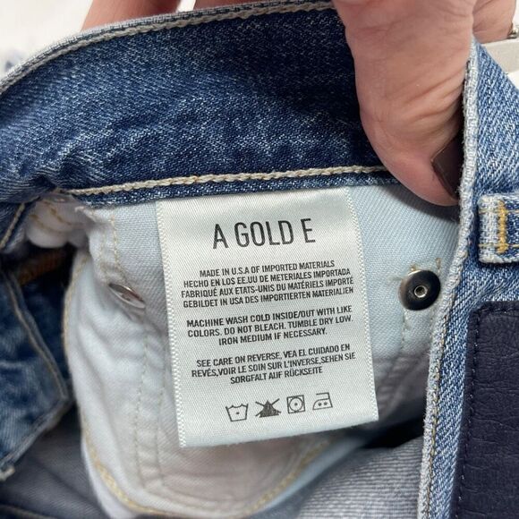 Agolde Blue Light Wash Distressed Denim Cut Off Jean Shorts Size 24 - Picture 5 of 6